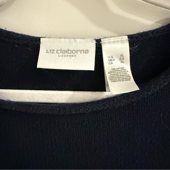 Vintage Liz Claiborne Anchor Nautical Knit Pullover Sweater-Navy Blue - Picture 3 of 12